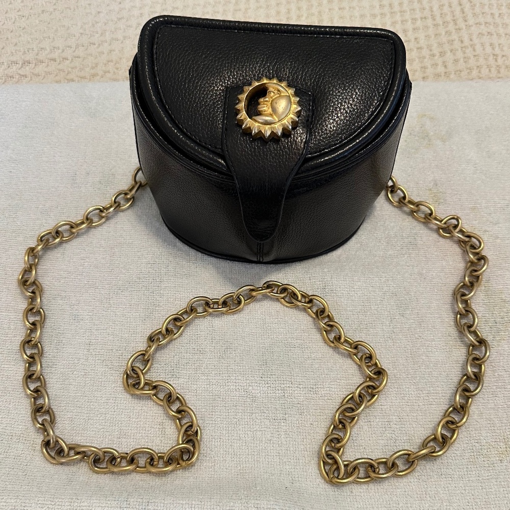 Vintage 1993 Vincenza Inc. Leather Crossbody – Gold Sun & Moon Clasp
